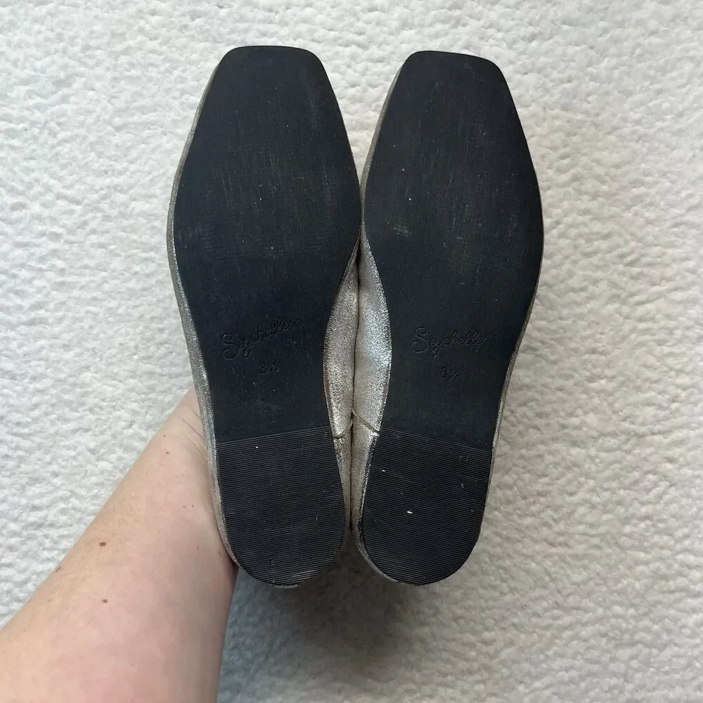Seychelles Flats Womens 8.5 Distressed Metallic Leather Ballet Minimalist Corp
